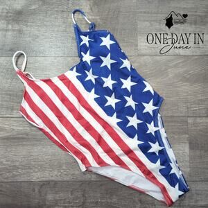Zando Ribbed Flag One Piece Swimsuit Size XL
